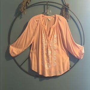 Peach Embroidered Women's Top